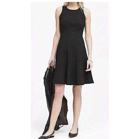 Banana Republic Black Paneled Fit-and-Flare Dress Size 8 - Picture 1 of 7
